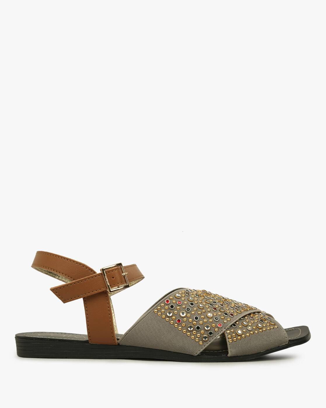 Criss-Cross Strap Embellished Sandals