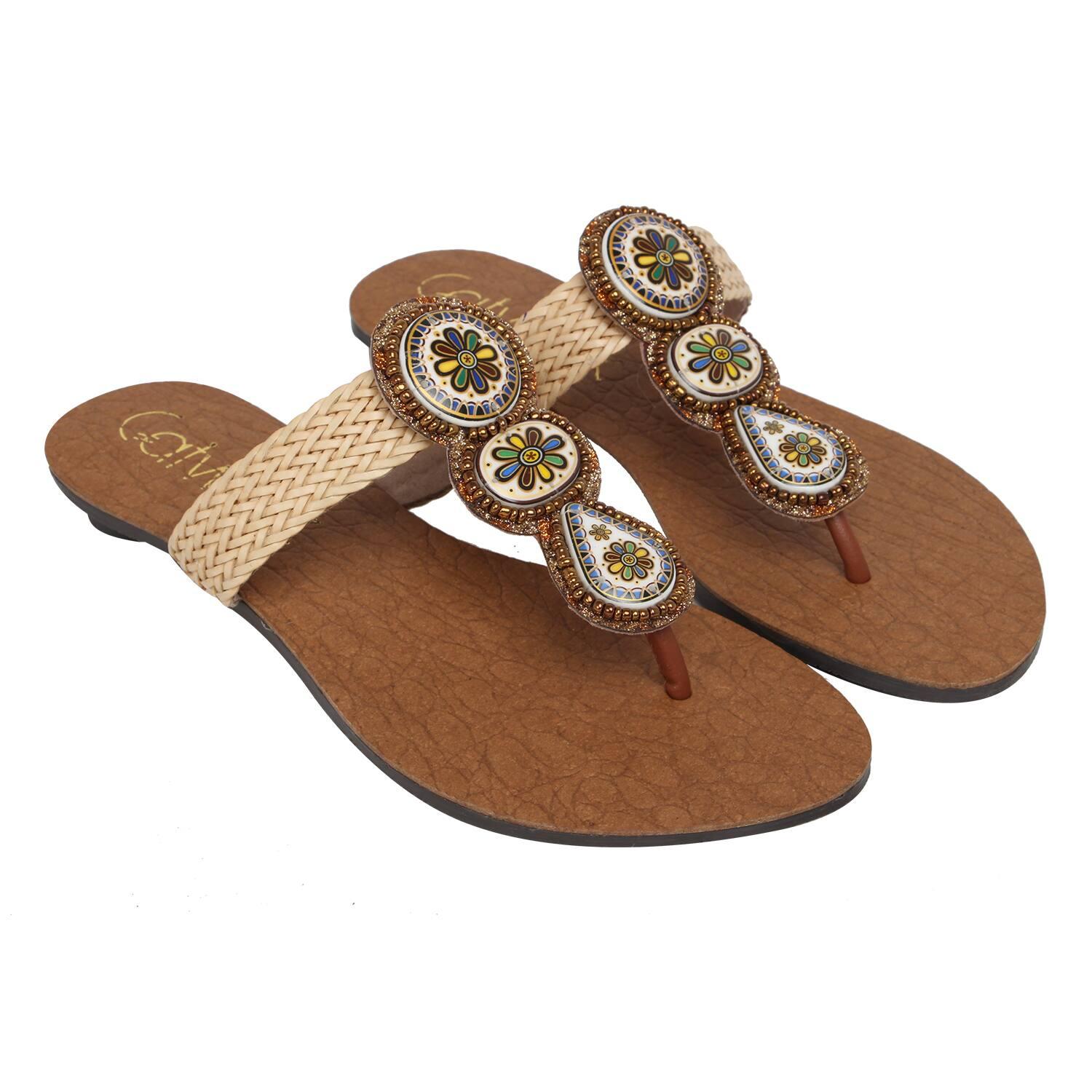 T-strap Sandals with Synthetic upper