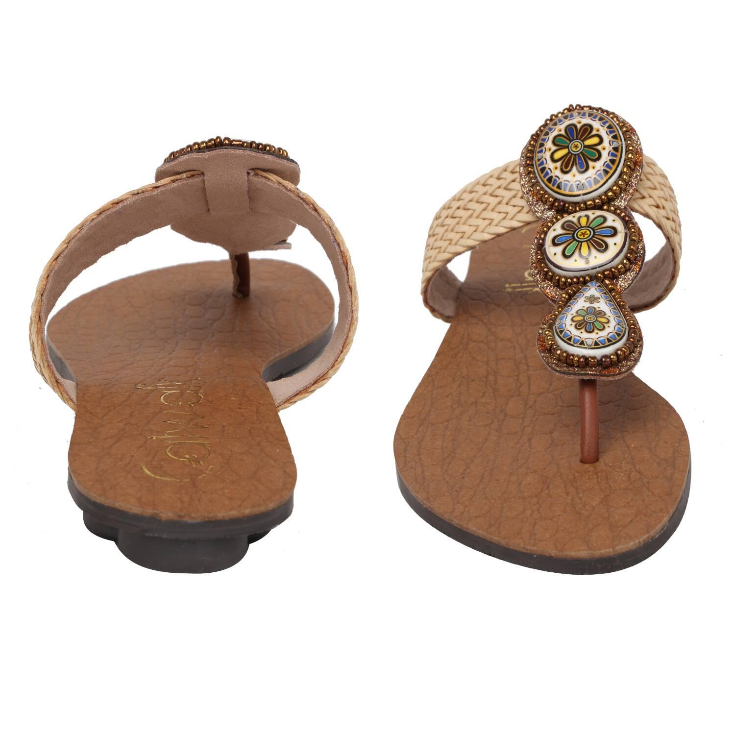 T-strap Sandals with Synthetic upper
