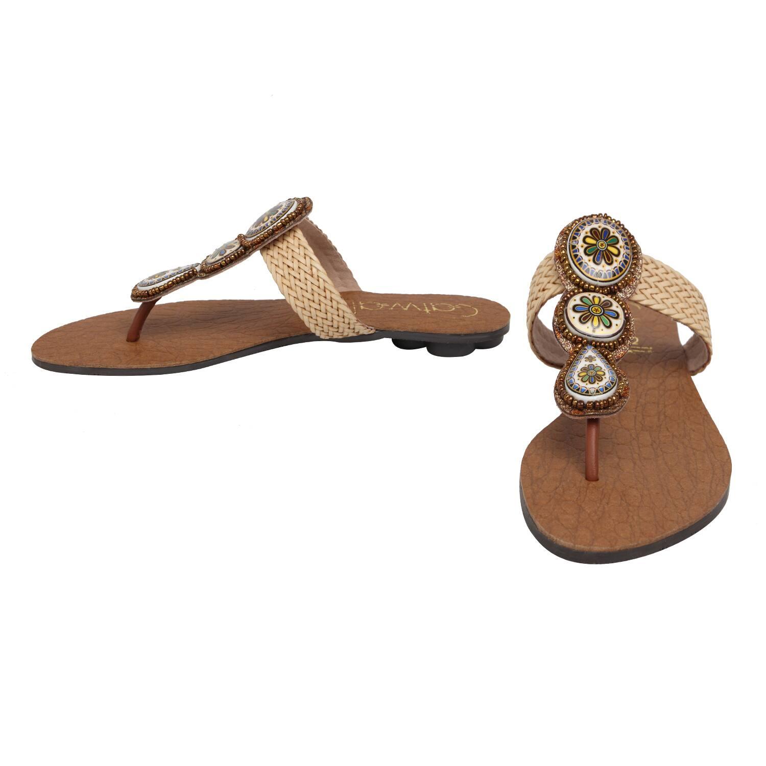T-strap Sandals with Synthetic upper