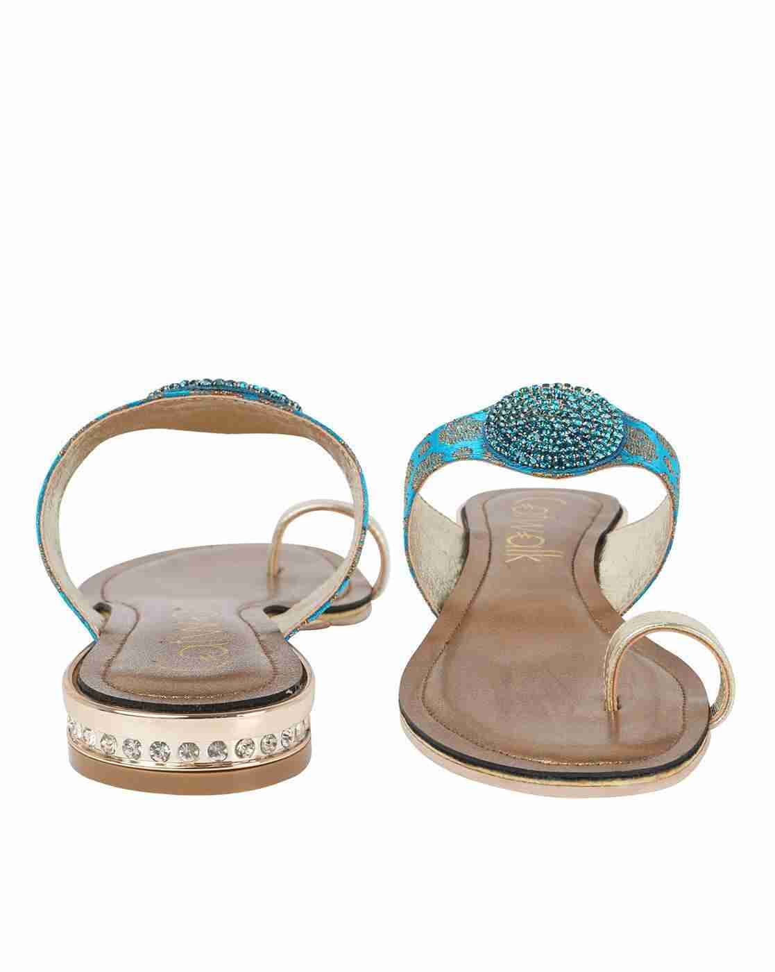 Embellished Toe-Ring Flat Sandals