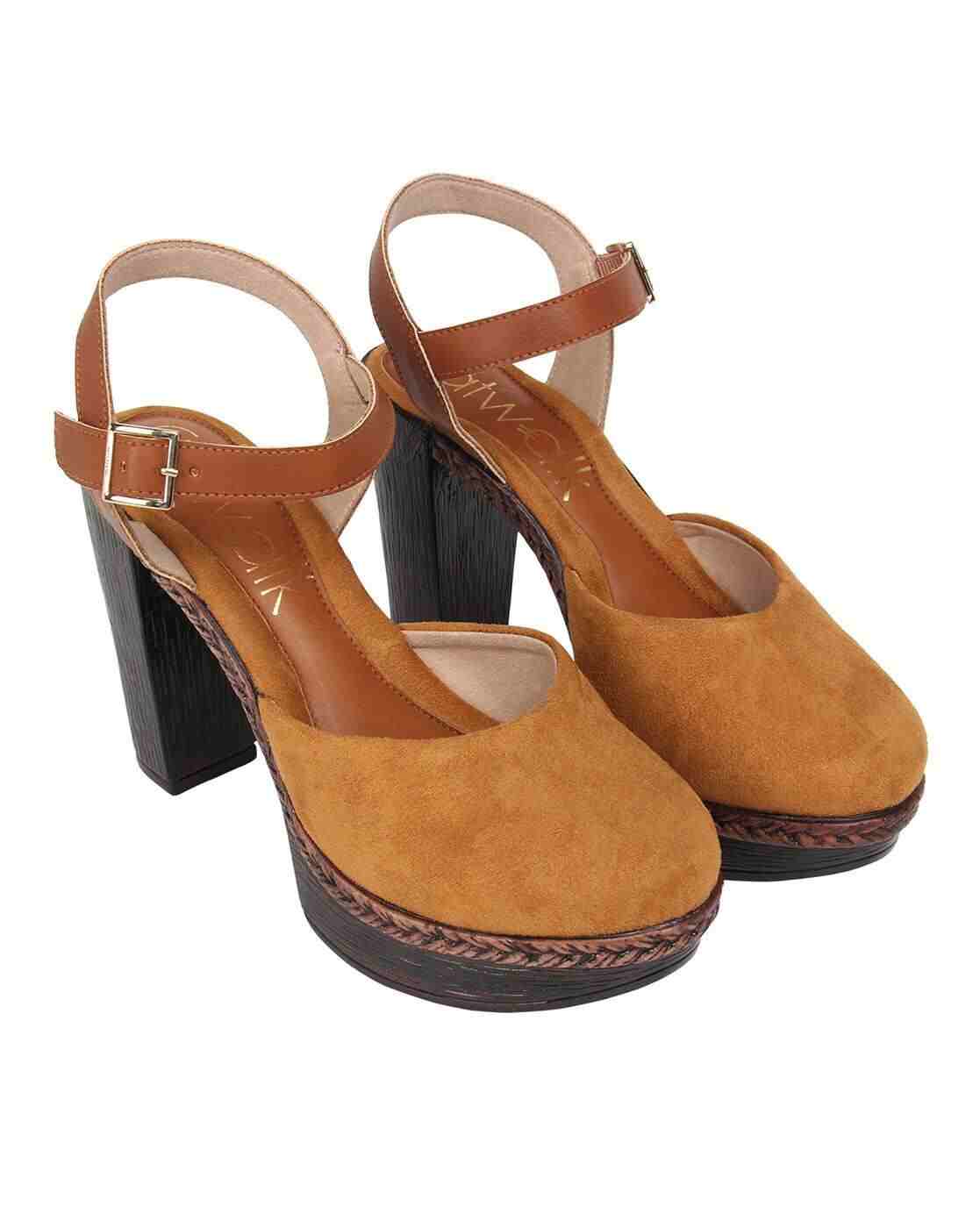 Textured Cone-Heeled Sandals