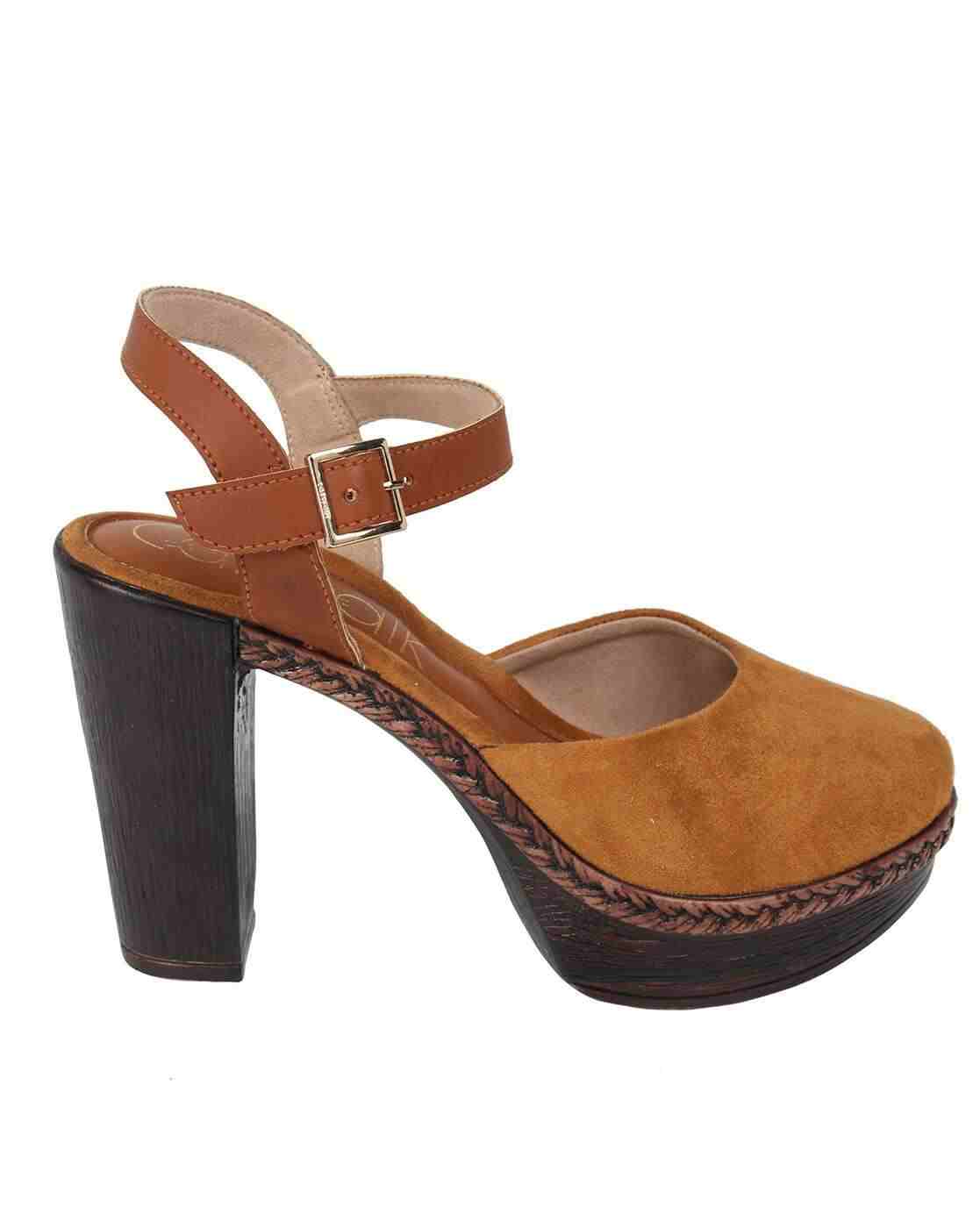 Textured Cone-Heeled Sandals