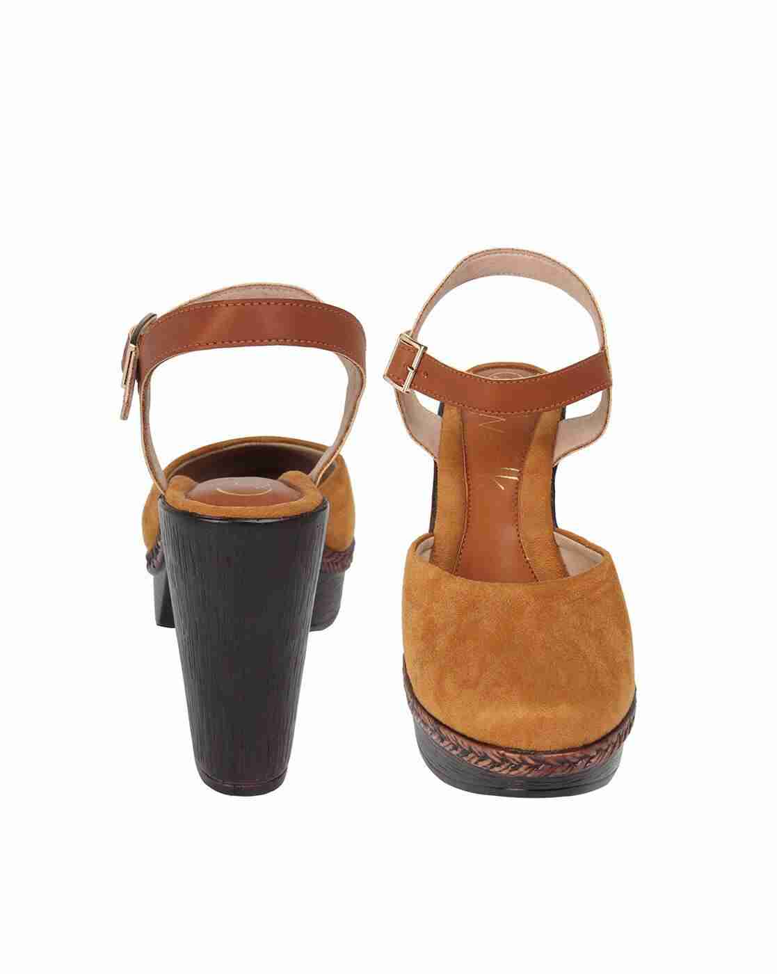 Textured Cone-Heeled Sandals