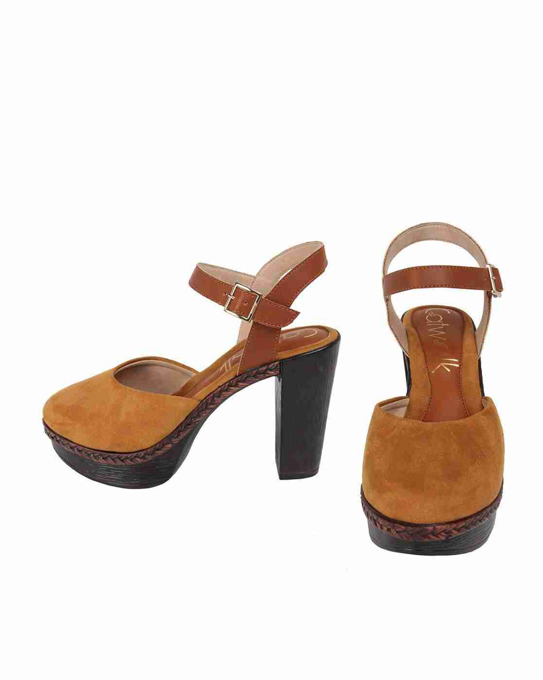 Textured Cone-Heeled Sandals