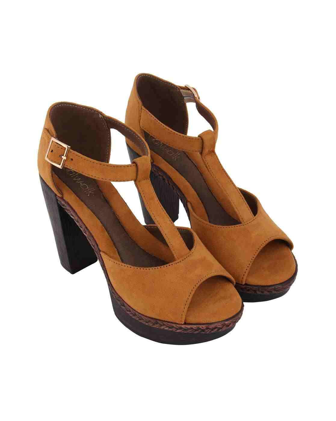 Chunky-Heeled Sandals with Buckle Closure
