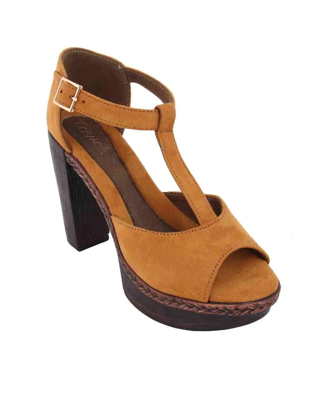 Chunky-Heeled Sandals with Buckle Closure