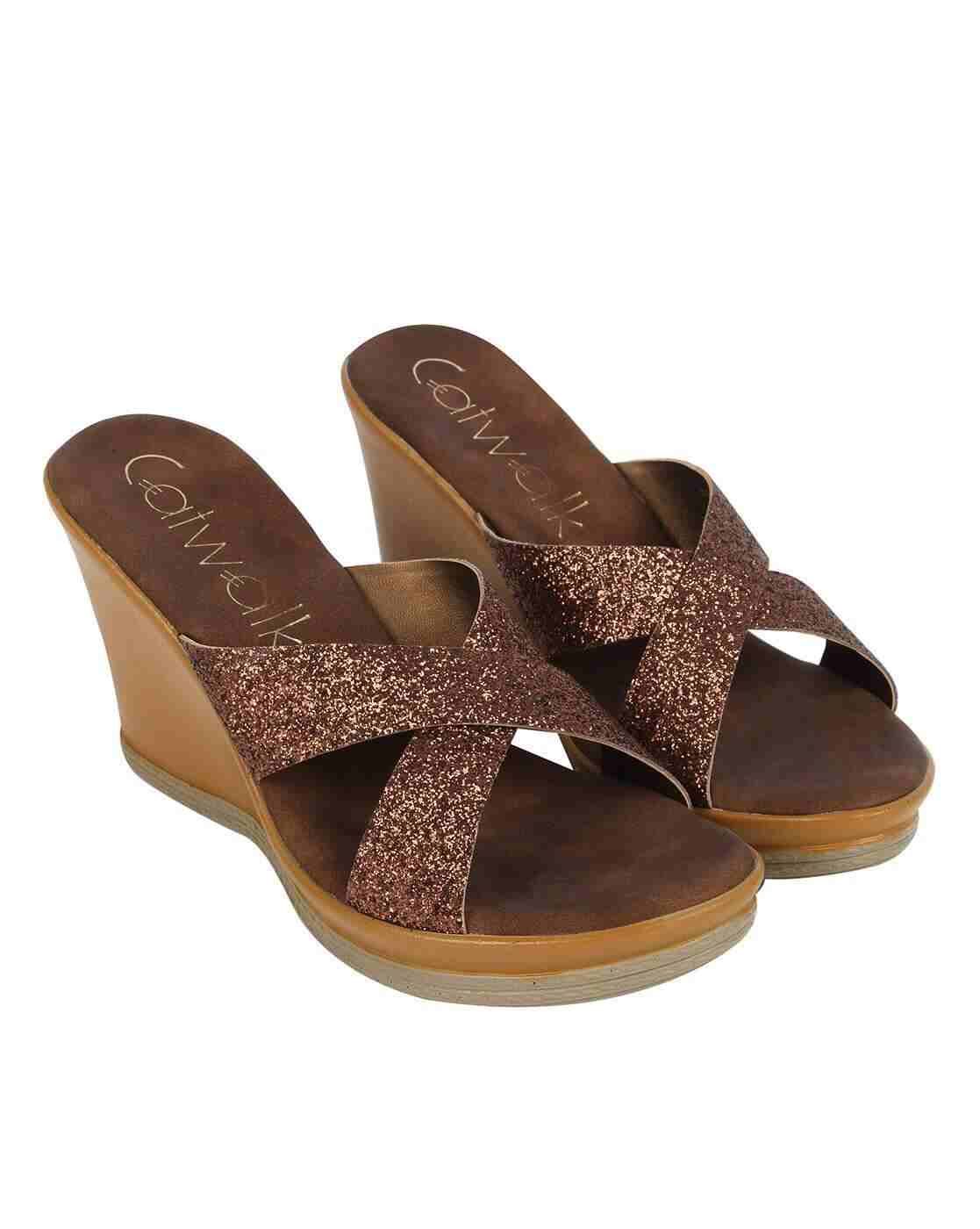 Textured Criss-Cross Strappy Wedges
