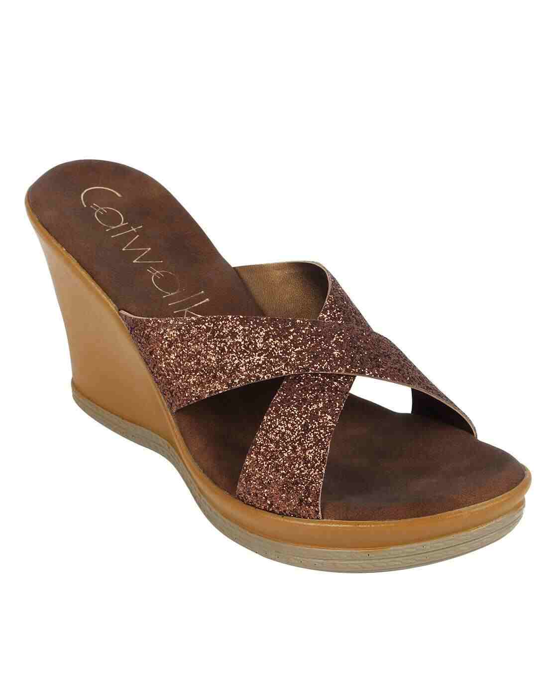 Textured Criss-Cross Strappy Wedges