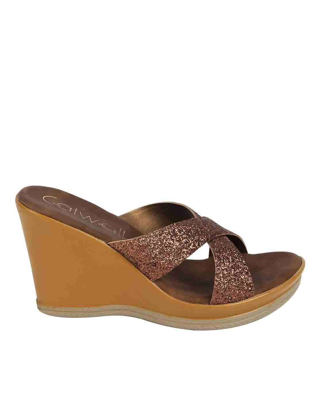 Textured Criss-Cross Strappy Wedges
