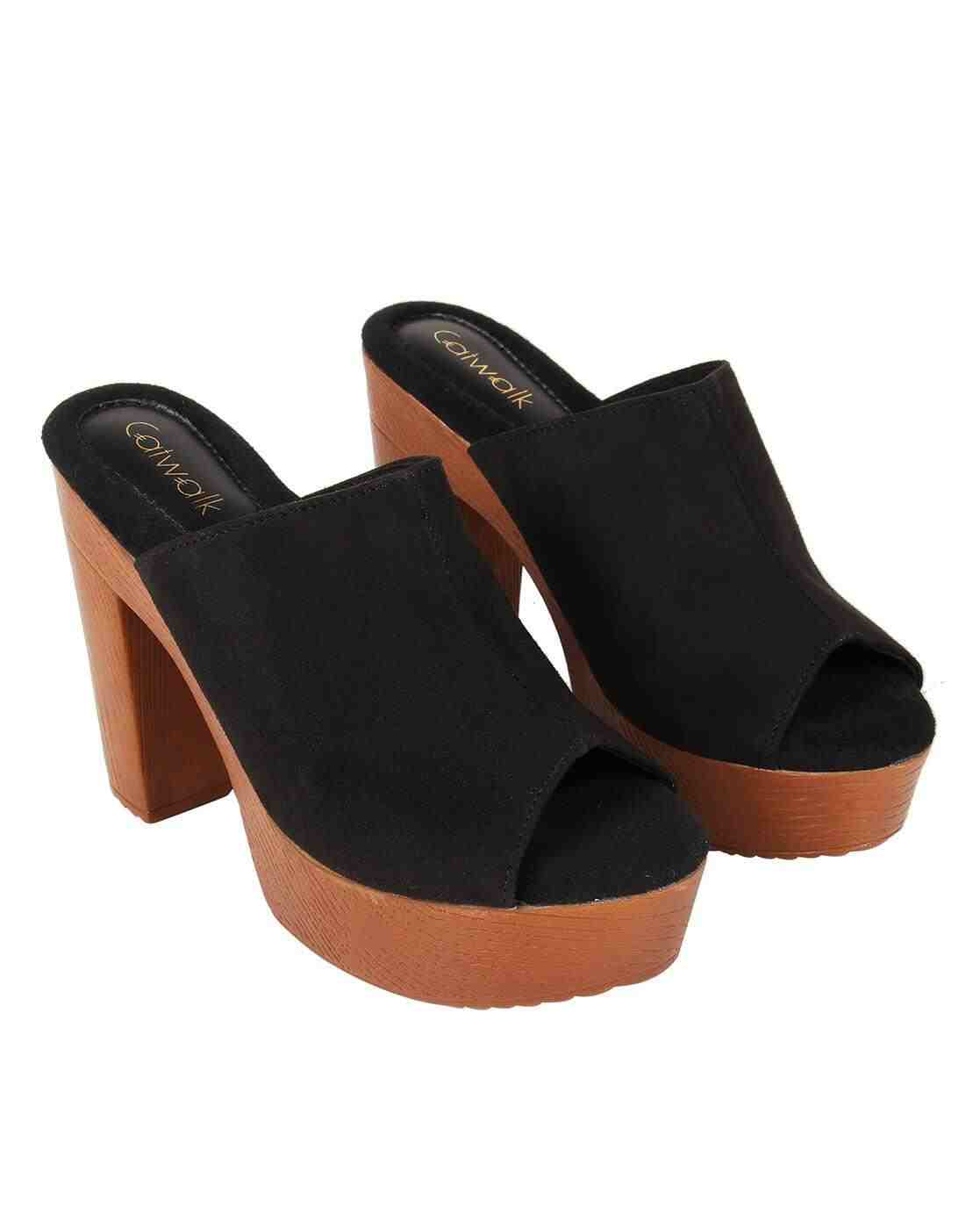 Peep-Toe Chunky-Heeled Sandals
