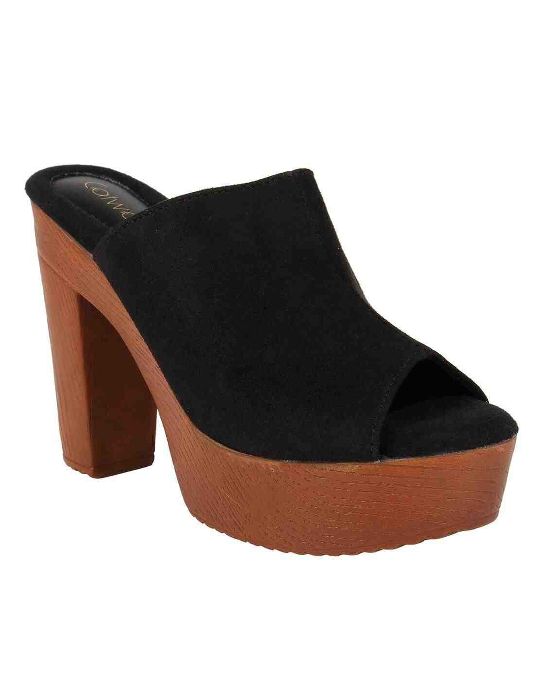 Peep-Toe Chunky-Heeled Sandals