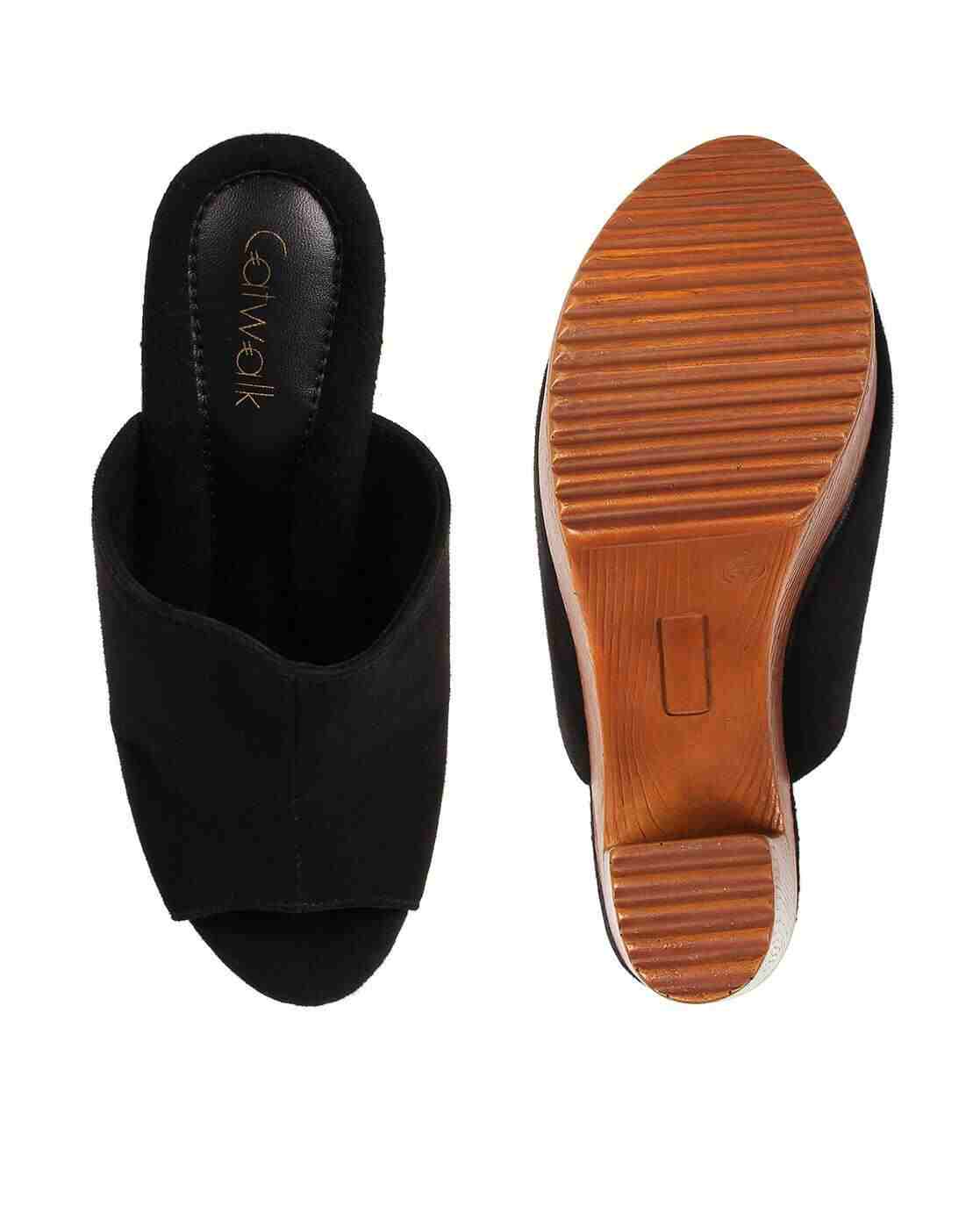 Peep-Toe Chunky-Heeled Sandals