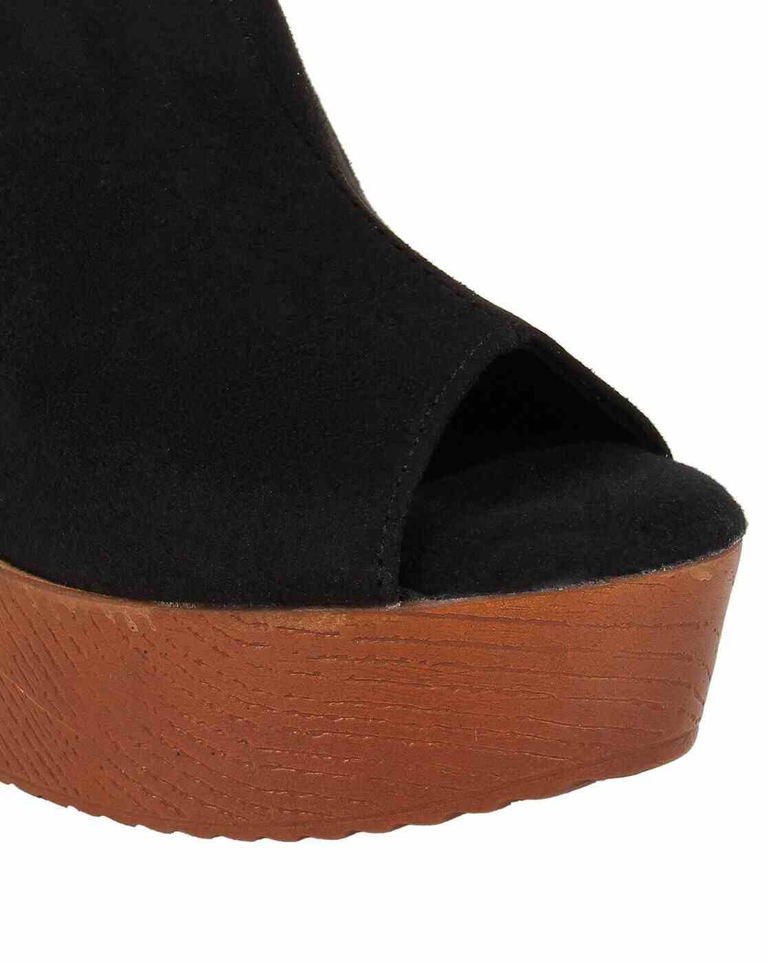 Peep-Toe Chunky-Heeled Sandals