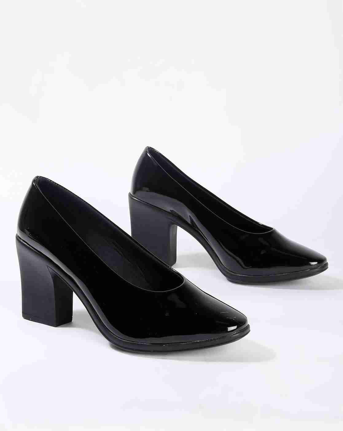 Textured Pumps with Block Heels