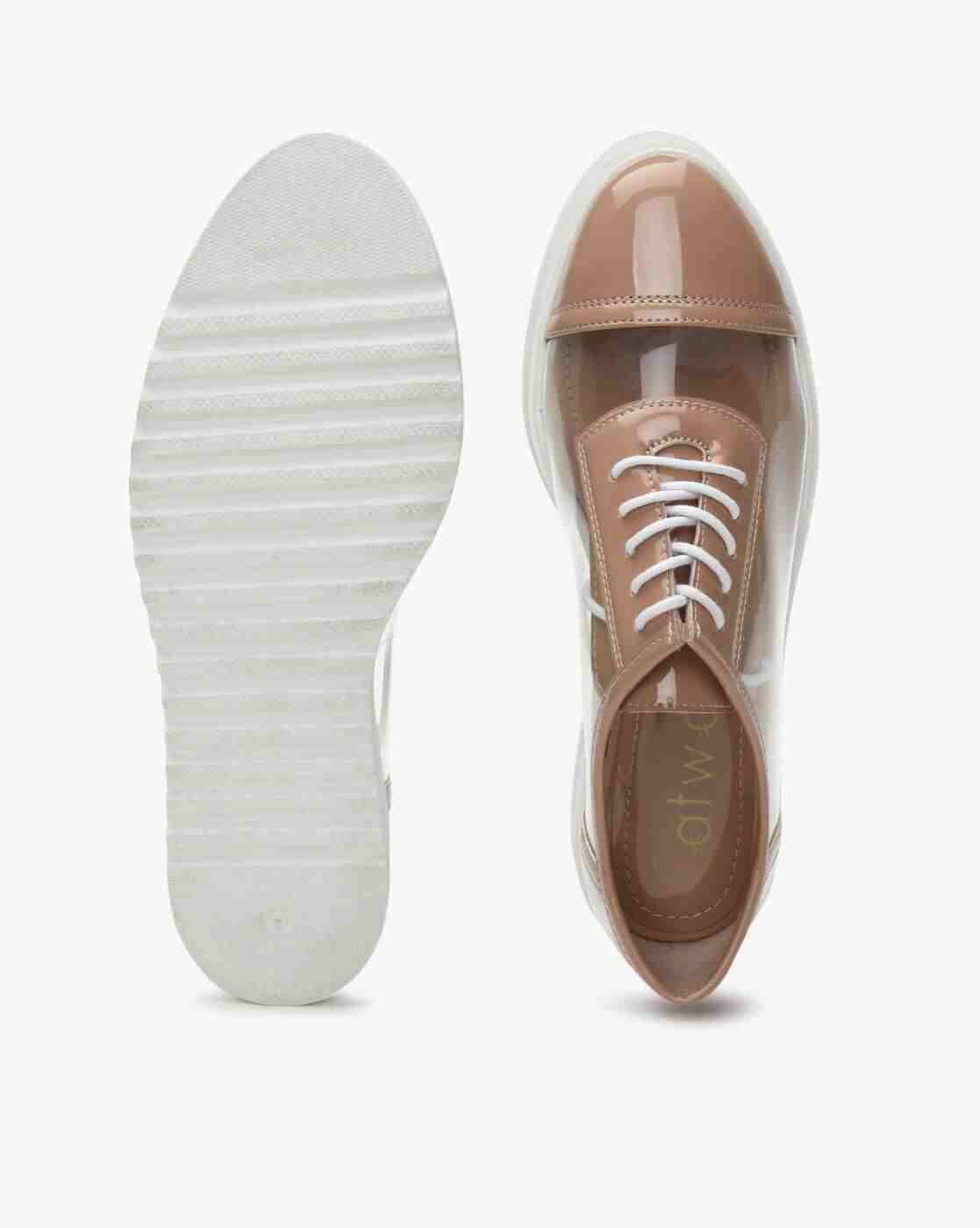 Sheer-Through Lace-Up Casual Shoes