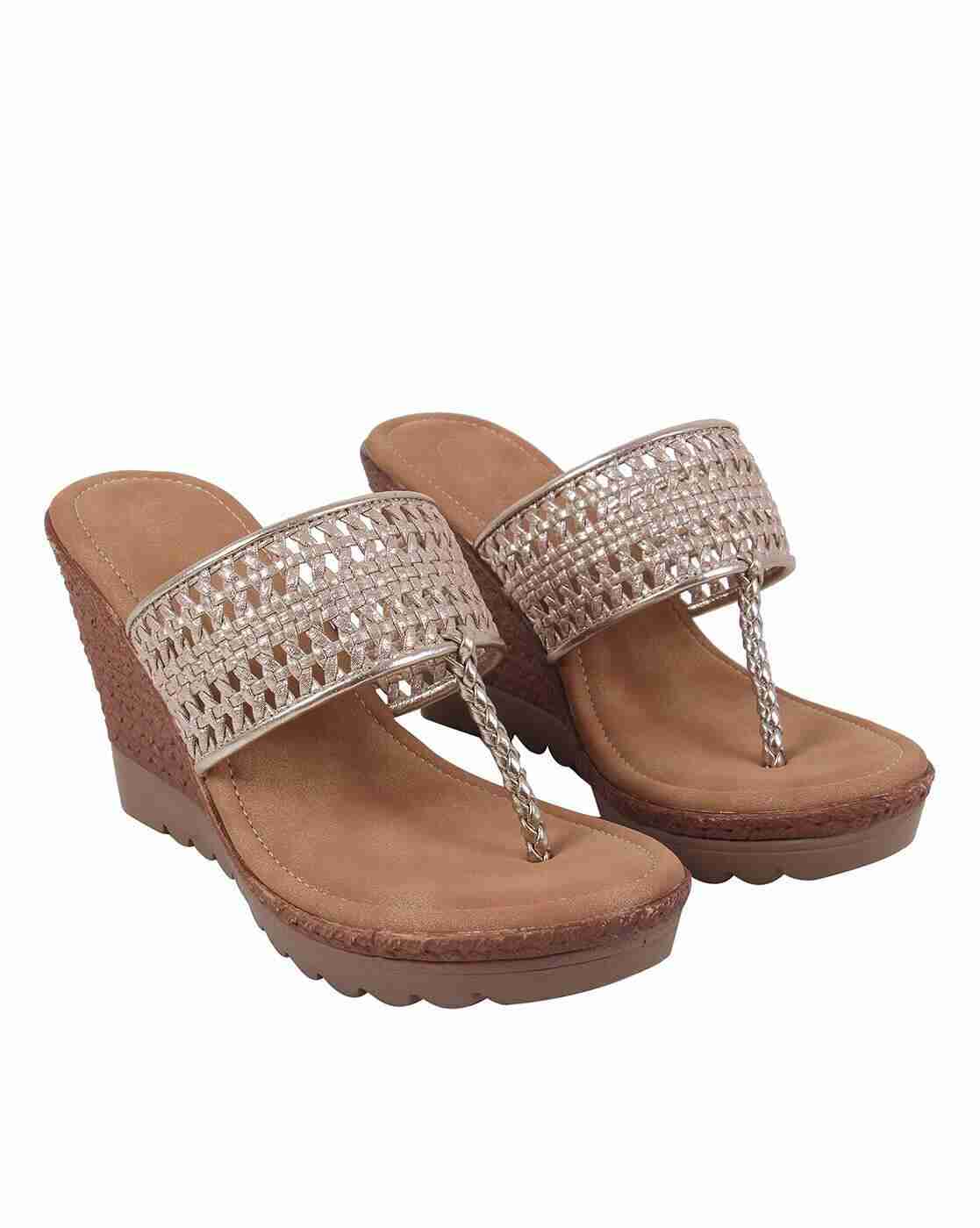 Wedges with Basket-Weave Strap