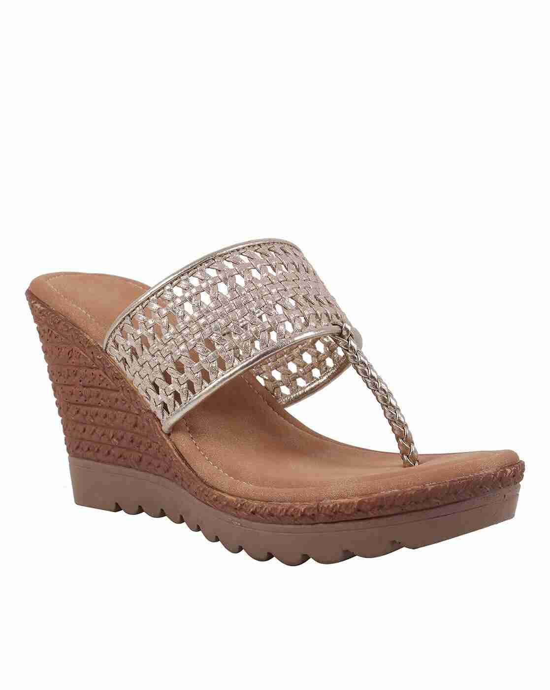 Wedges with Basket-Weave Strap