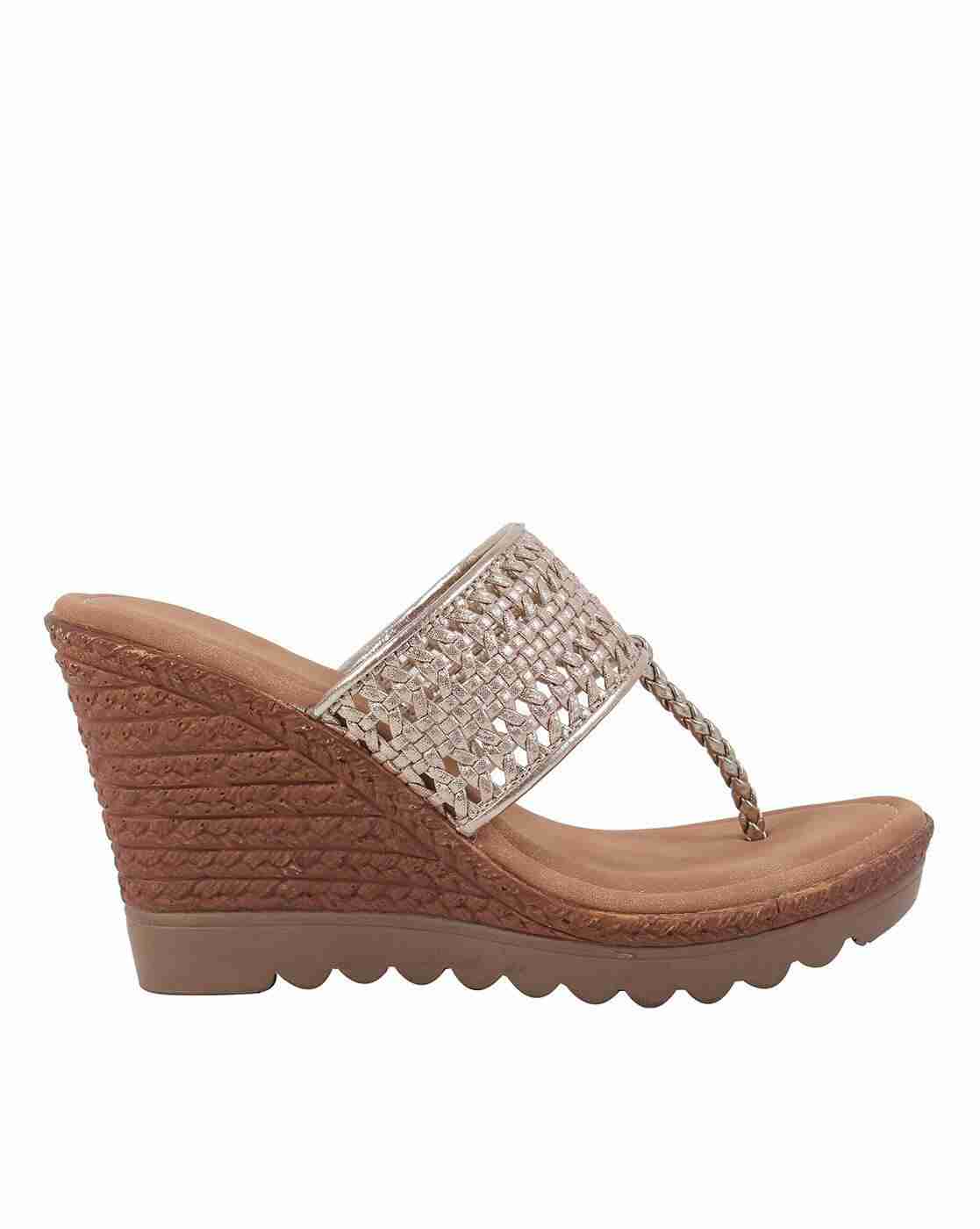 Wedges with Basket-Weave Strap