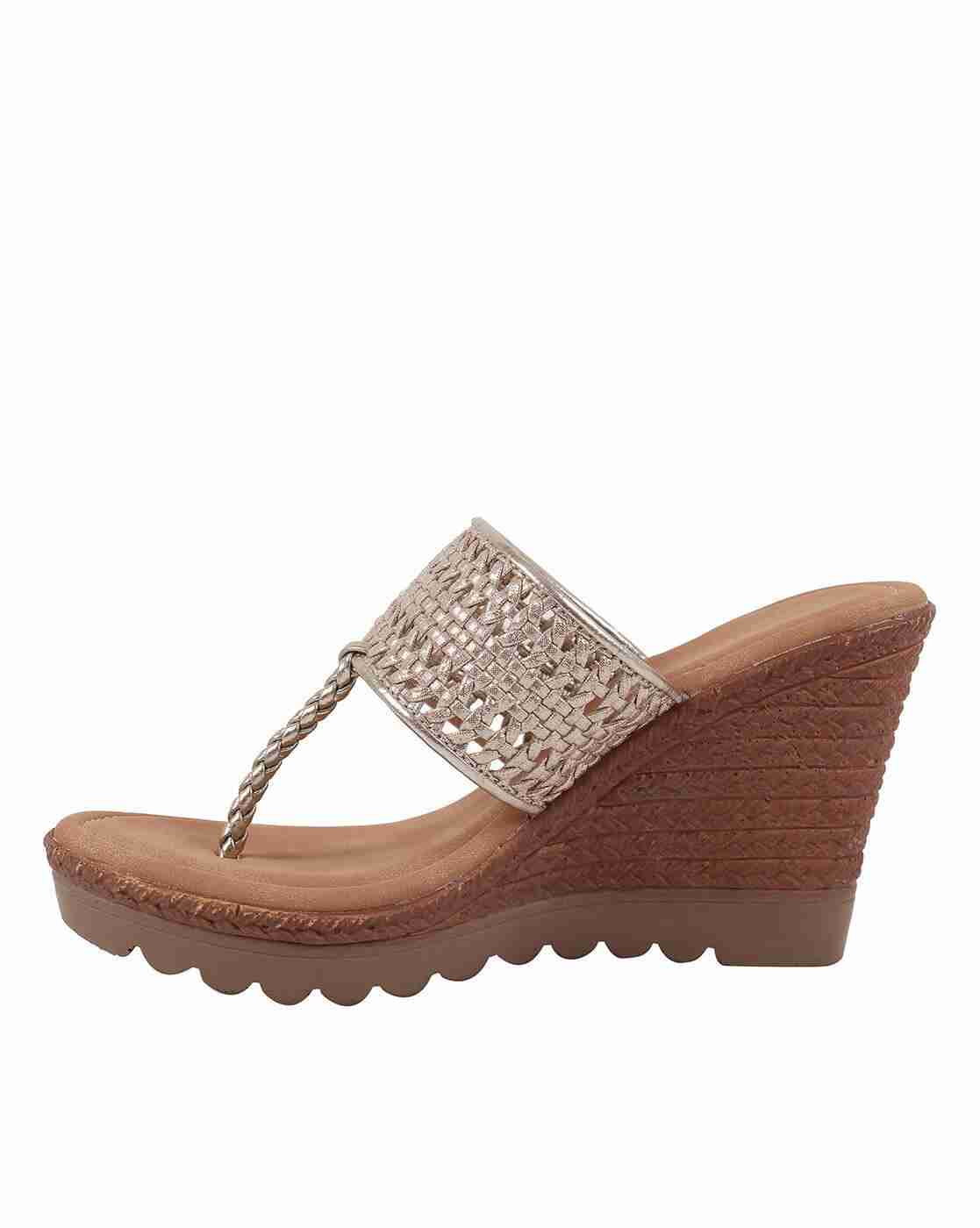 Wedges with Basket-Weave Strap