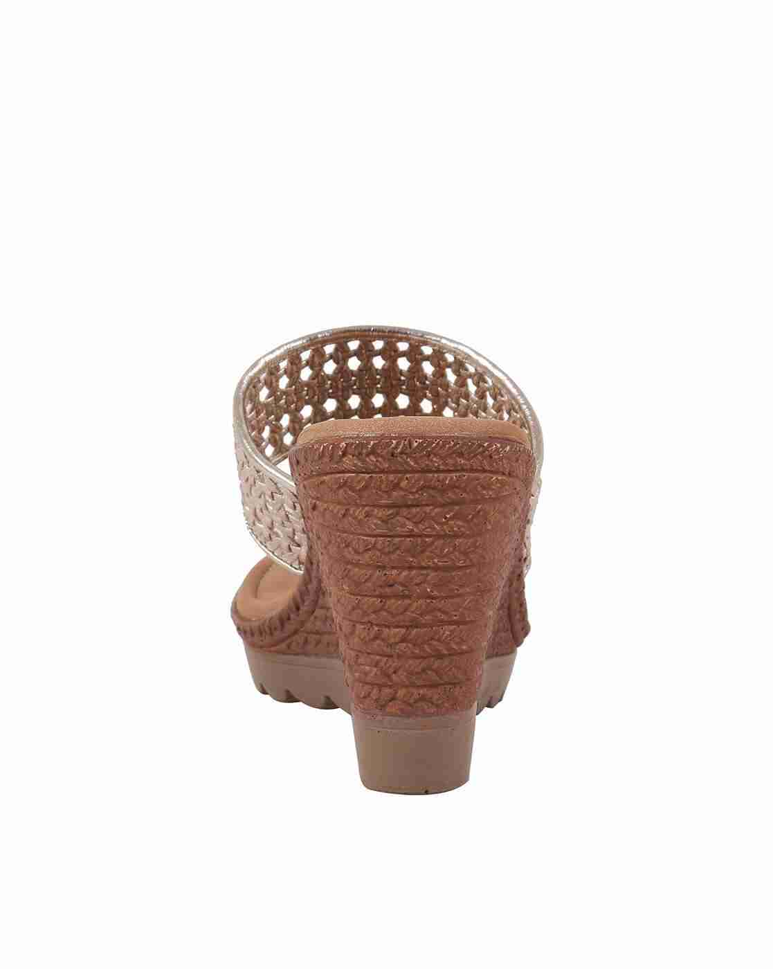 Wedges with Basket-Weave Strap