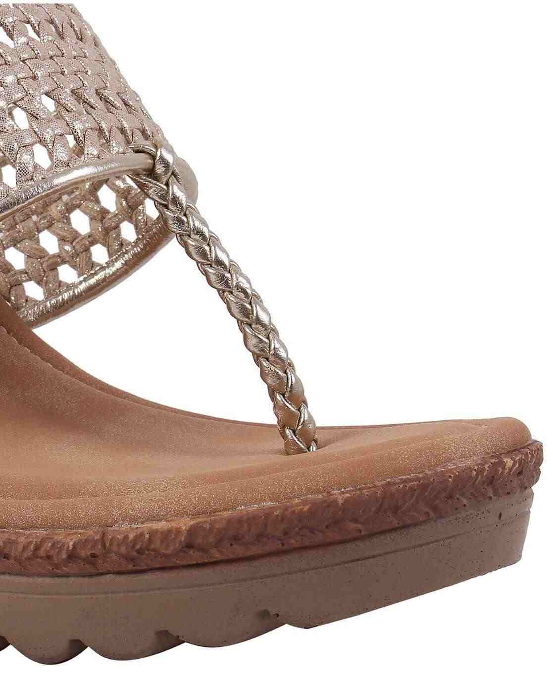 Wedges with Basket-Weave Strap