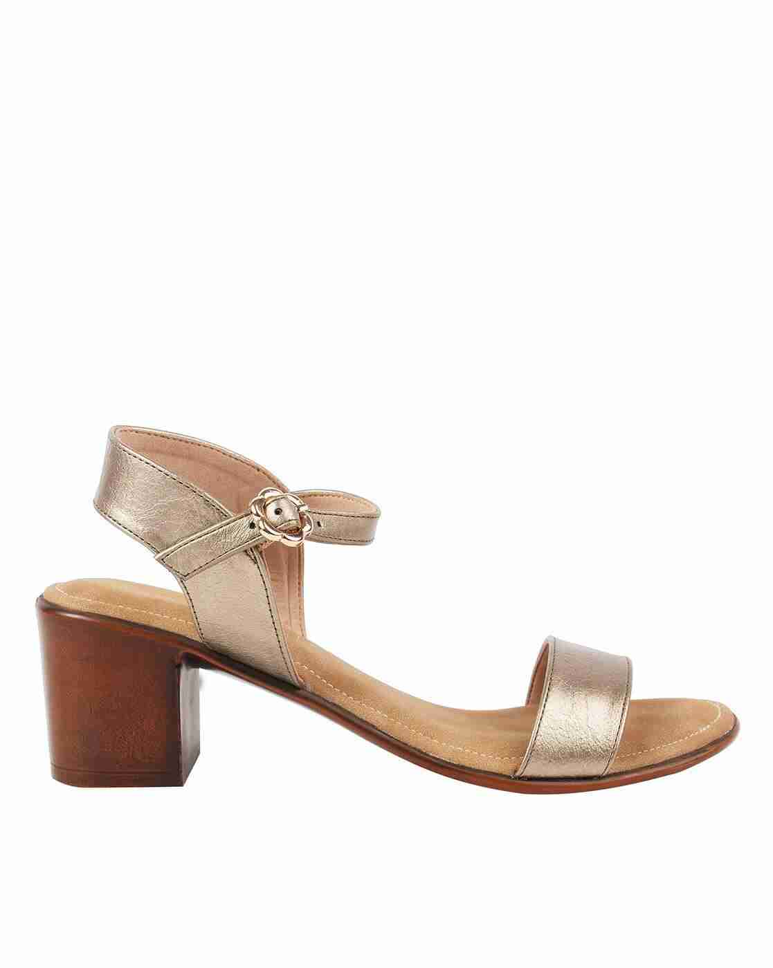 Chunky-Heeled Sandals with Buckle Closure
