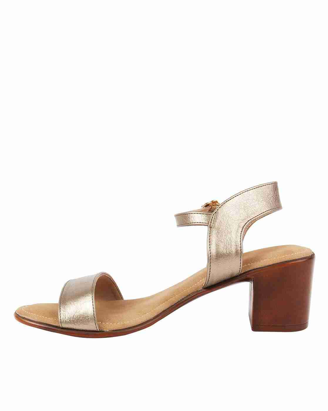 Chunky-Heeled Sandals with Buckle Closure