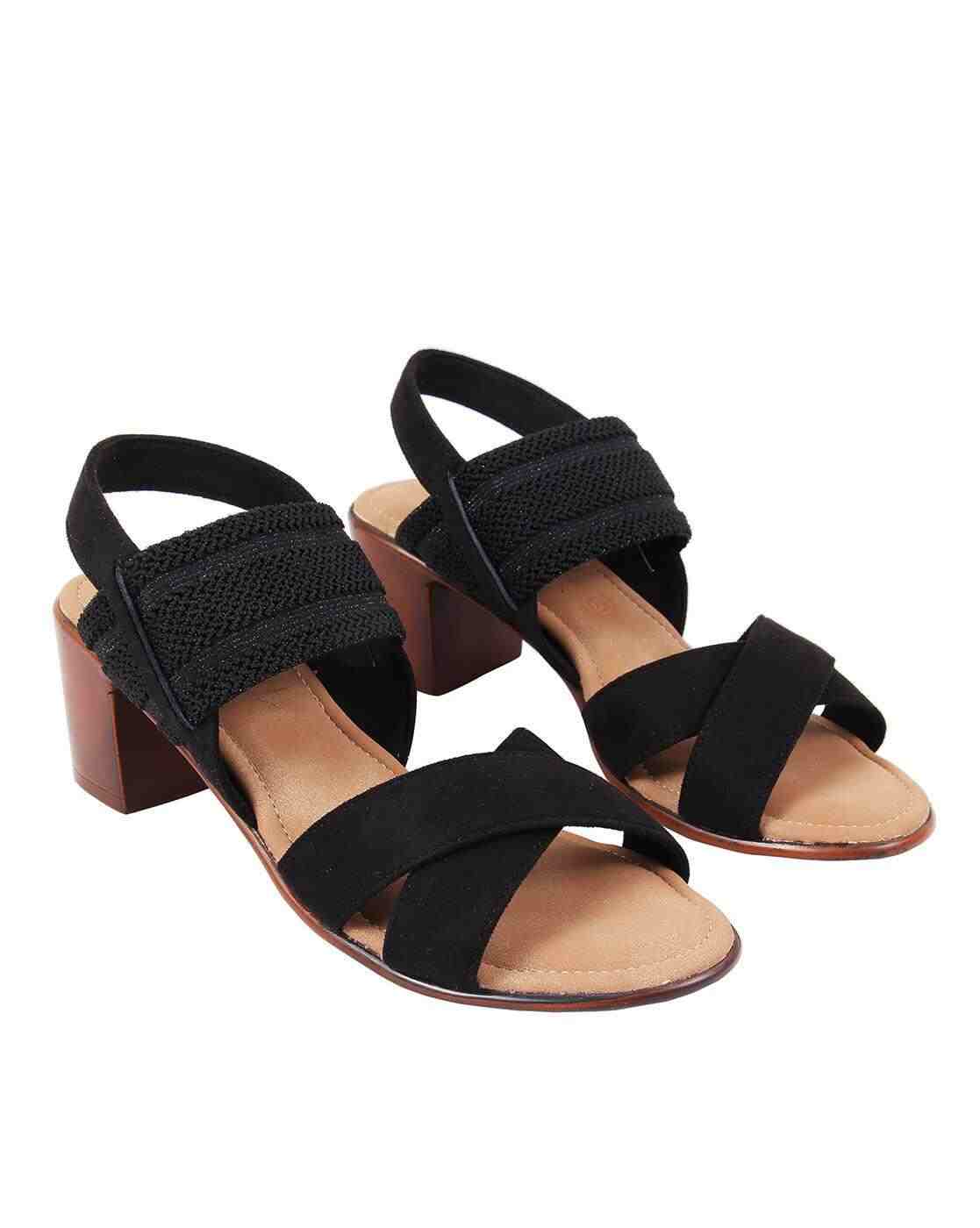 Criss-Cross Strappy Chunky Heeled Sandals