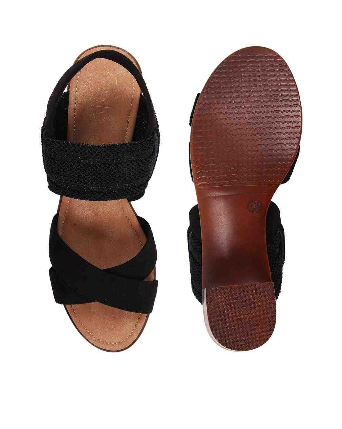 Criss-Cross Strappy Chunky Heeled Sandals