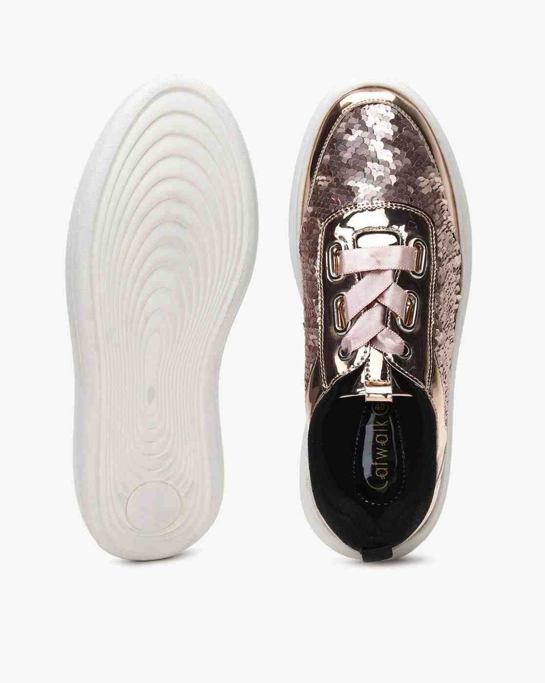Sequined Low-Top Lace-Up Shoes