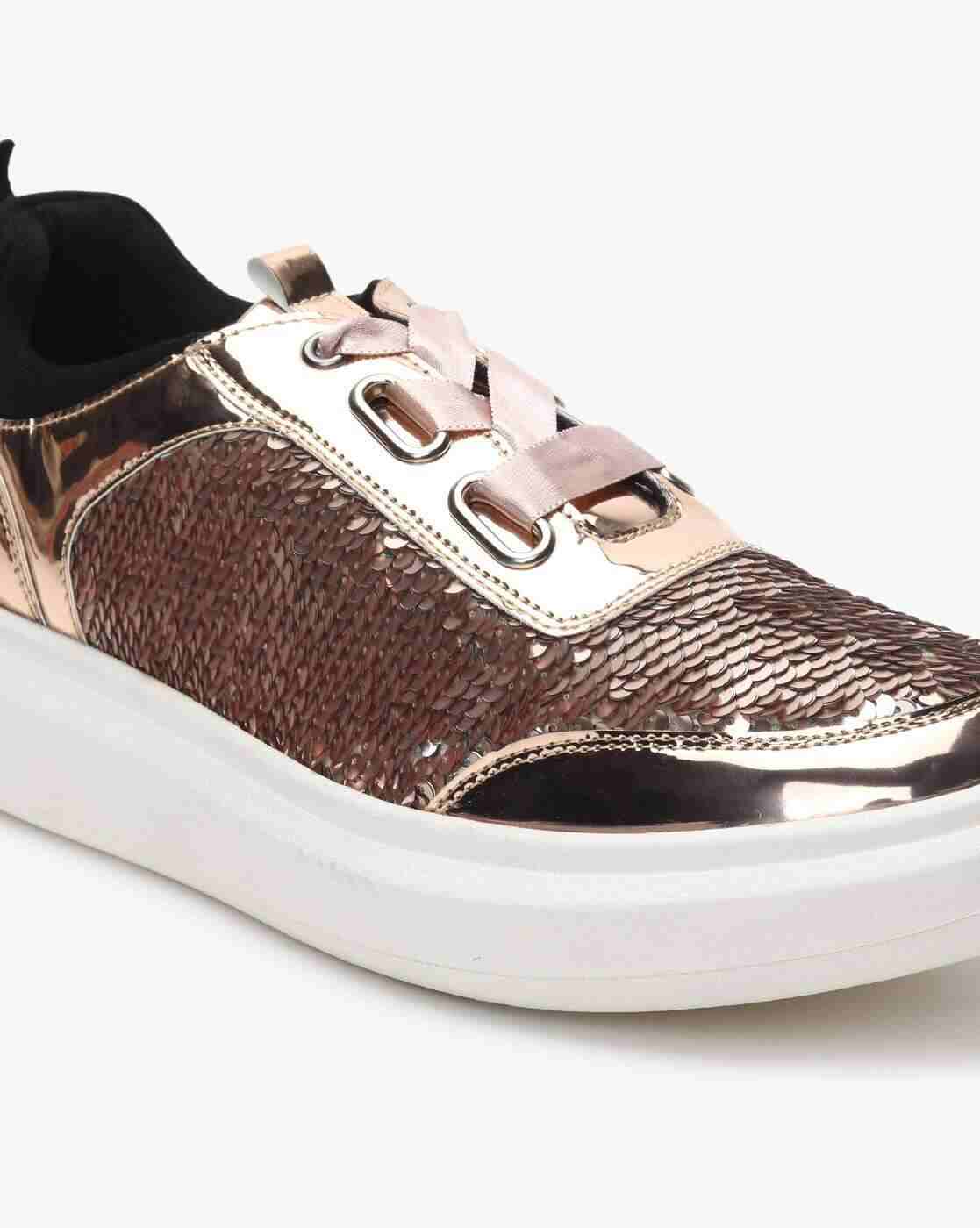Sequined Low-Top Lace-Up Shoes
