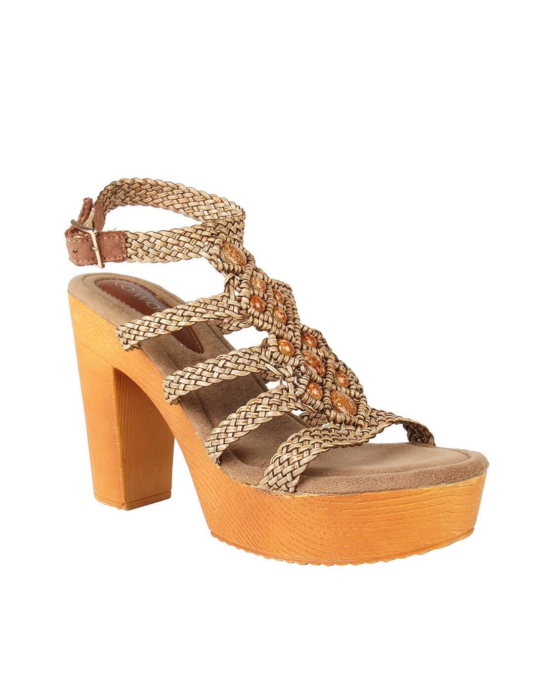 Braided Strappy Chunky Heels