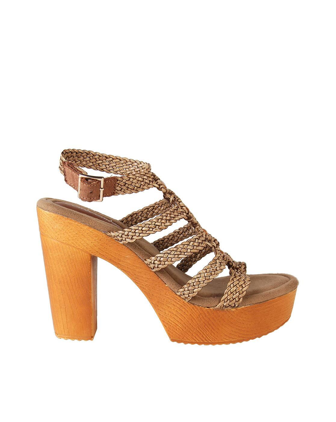 Braided Strappy Chunky Heels