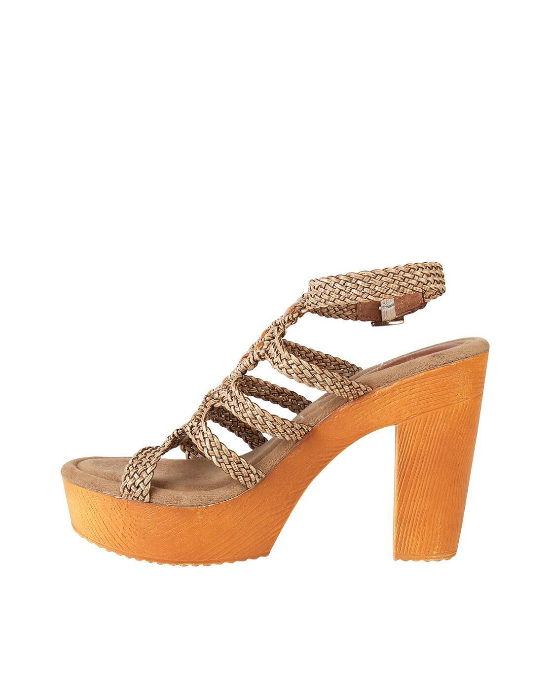 Braided Strappy Chunky Heels