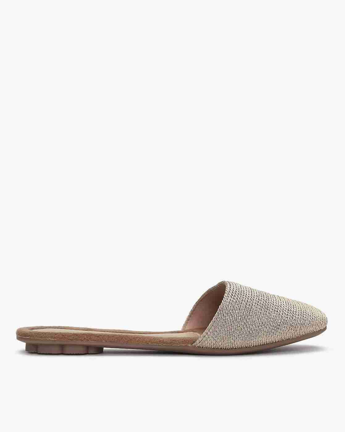 Textured Round-Toe Mules