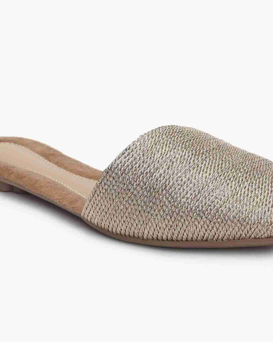 Textured Round-Toe Mules