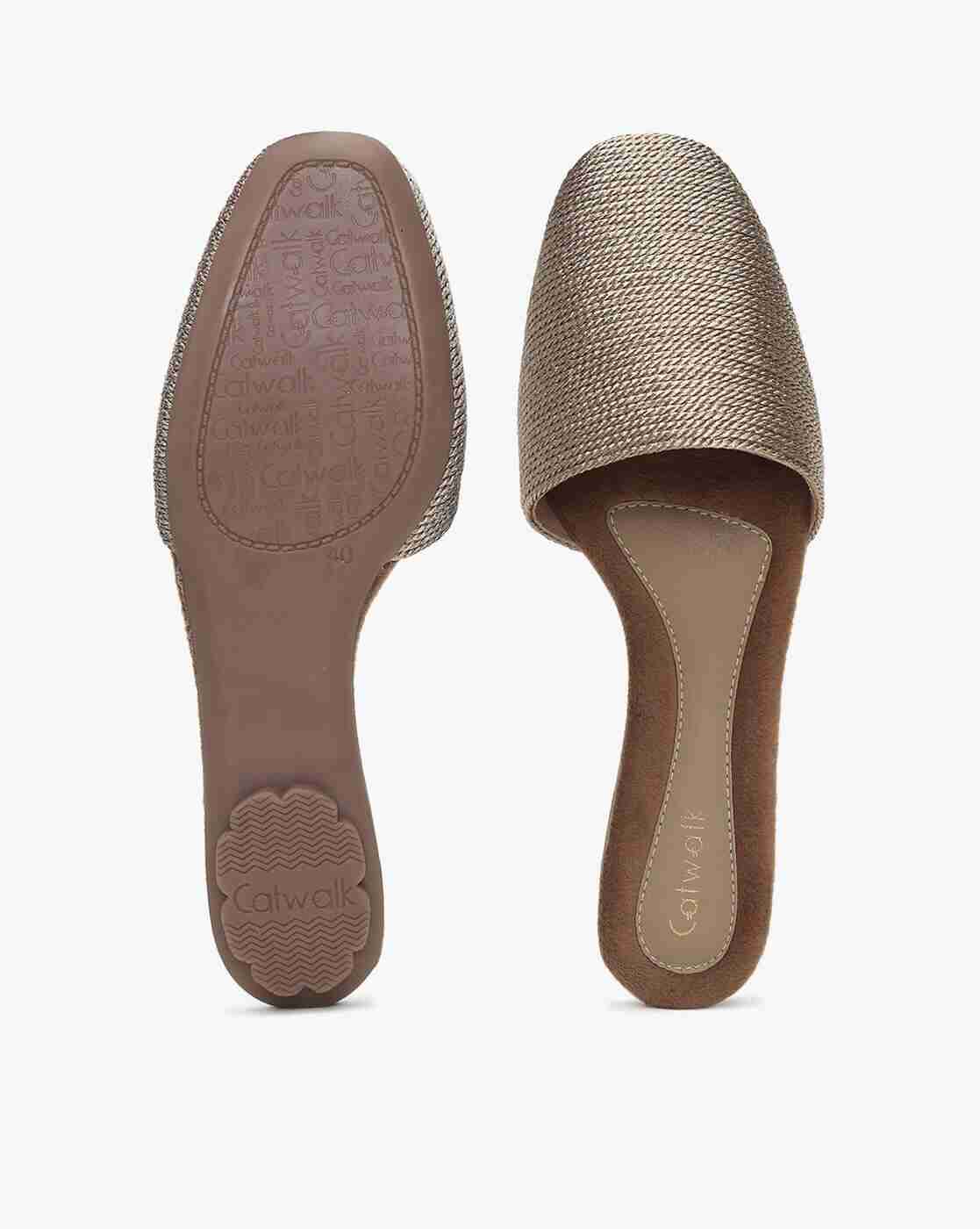 Textured Round-Toe Mules
