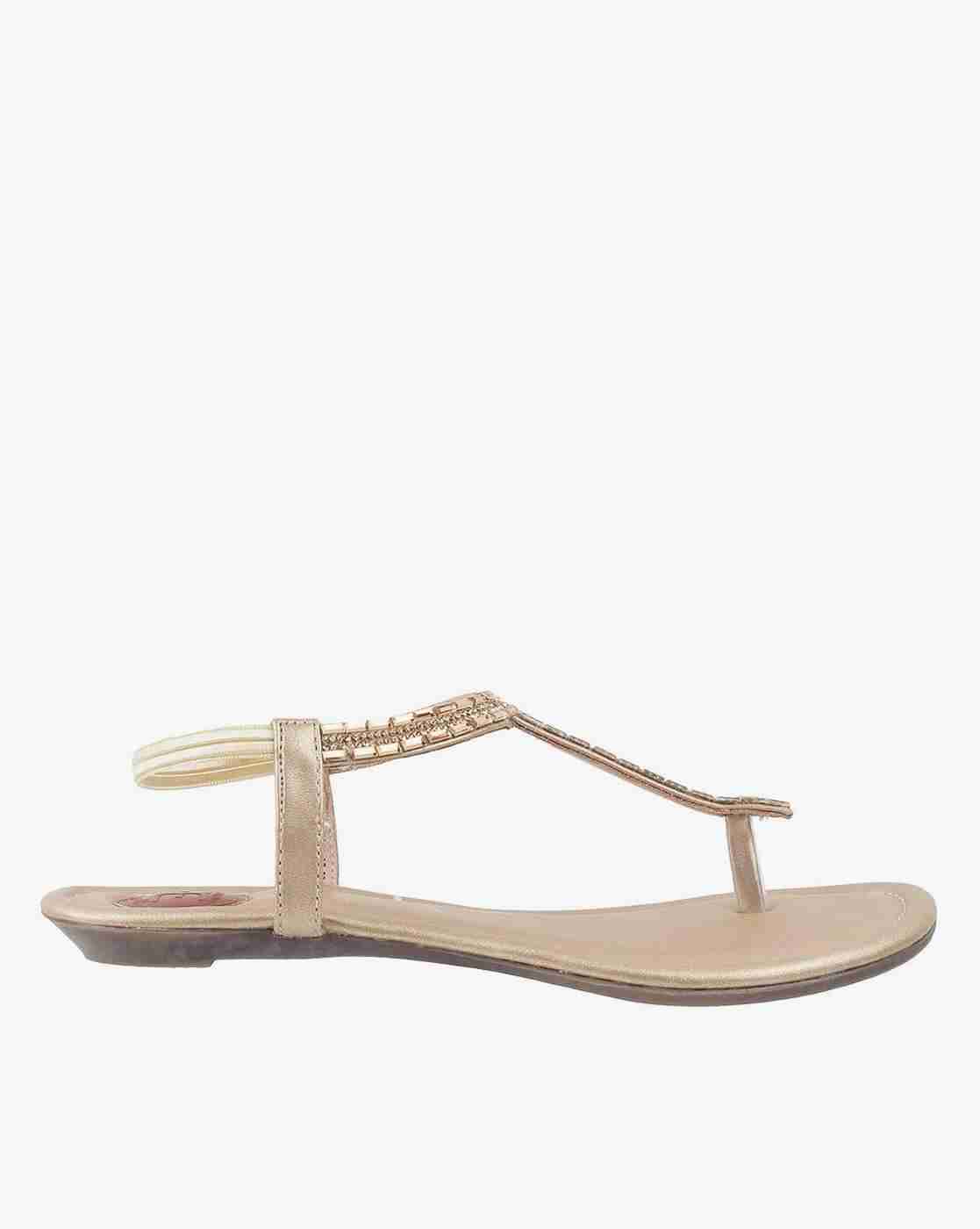 Women Embellished T-Strap Sandals