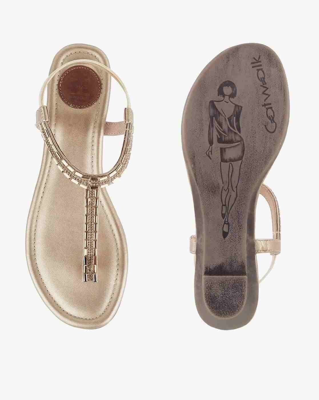 Women Embellished T-Strap Sandals