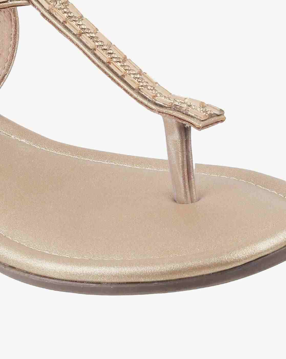 Women Embellished T-Strap Sandals