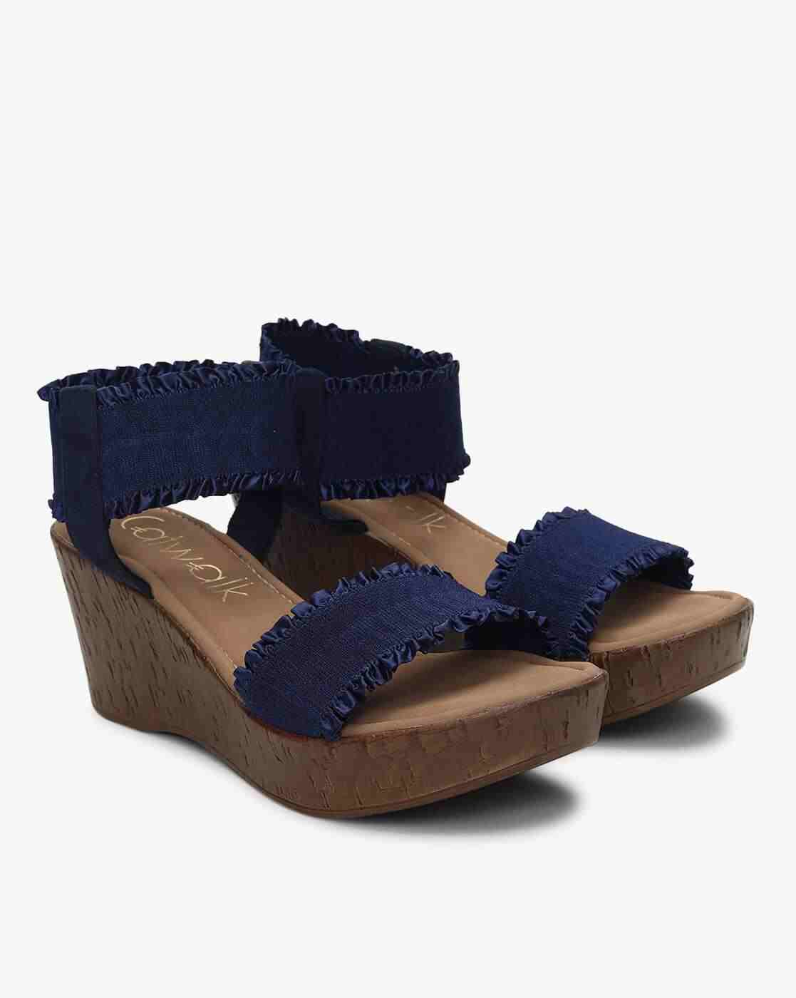 Ruffled Dual-Strap Platform Wedges