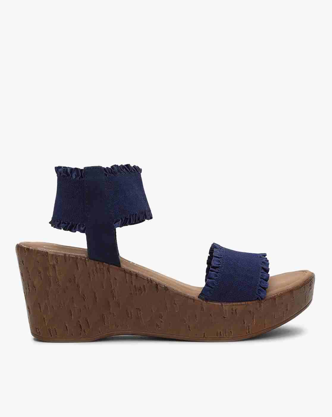 Ruffled Dual-Strap Platform Wedges