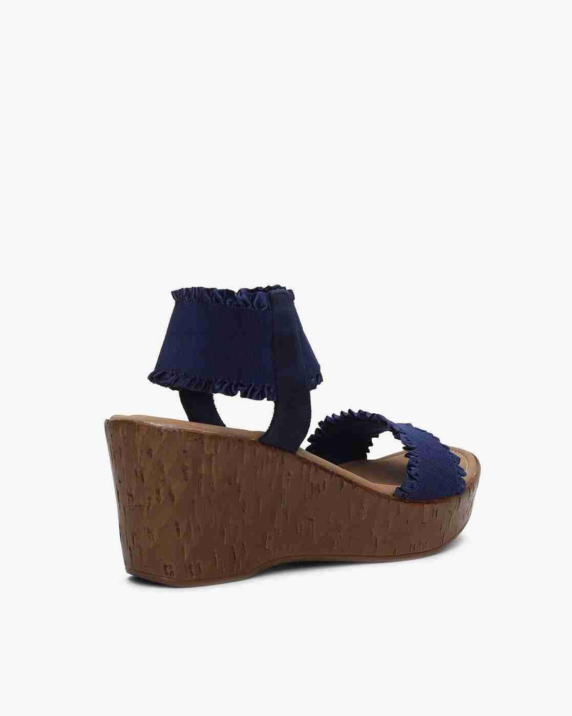 Ruffled Dual-Strap Platform Wedges