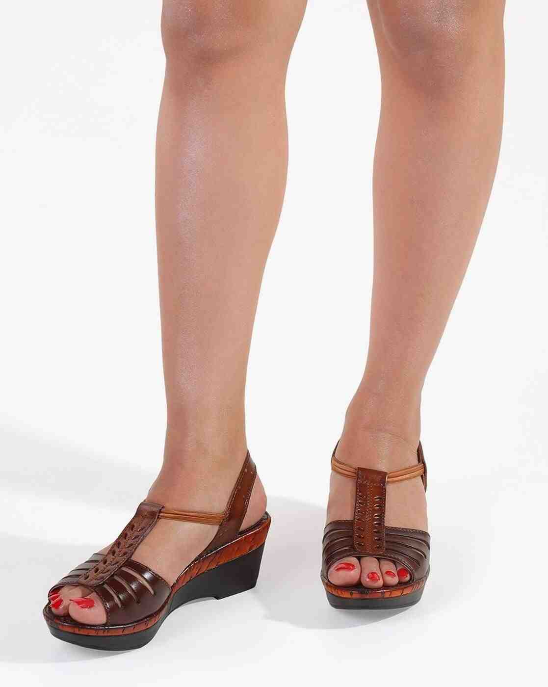 Women Embellished T-strap Wedges