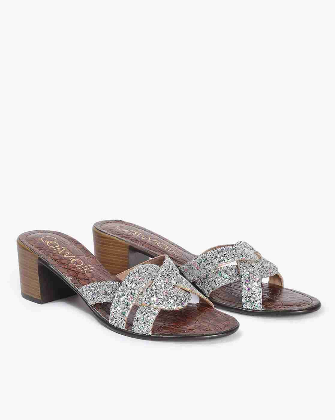 Embellished Open-Toe Block-Heeled Sandals