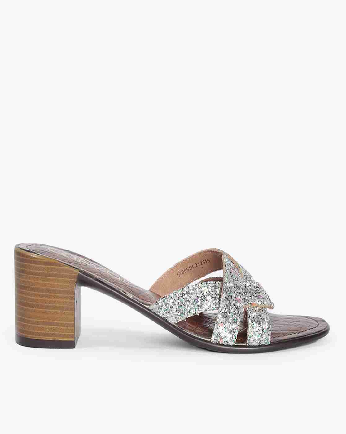 Embellished Open-Toe Block-Heeled Sandals