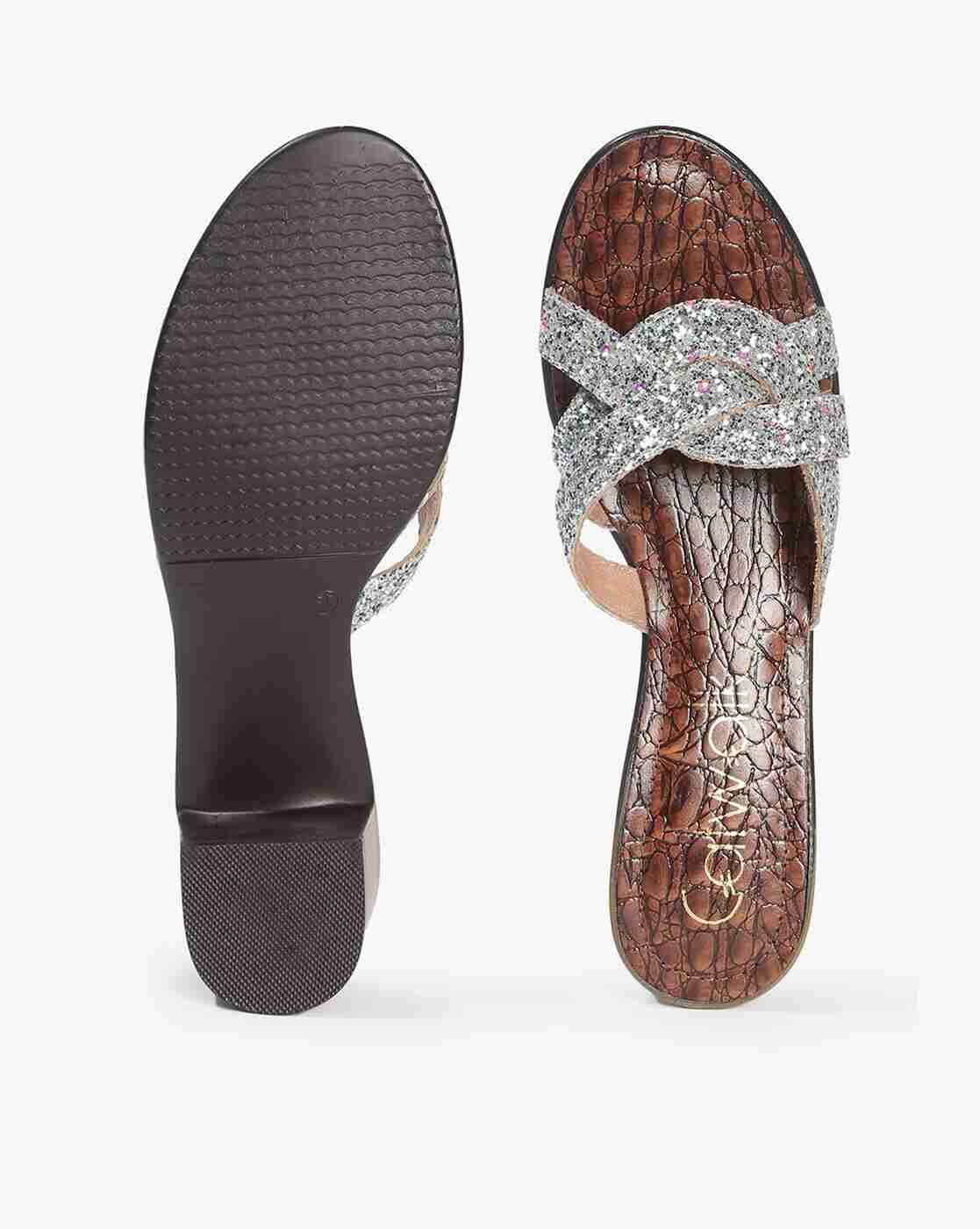 Embellished Open-Toe Block-Heeled Sandals