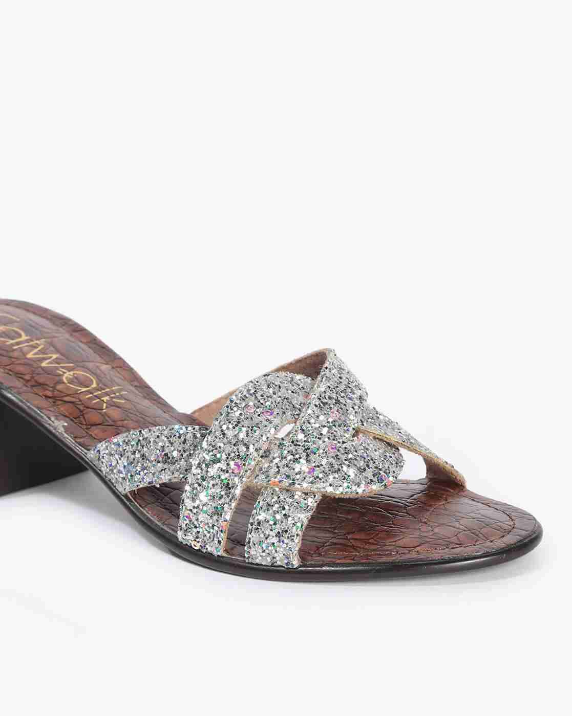 Embellished Open-Toe Block-Heeled Sandals