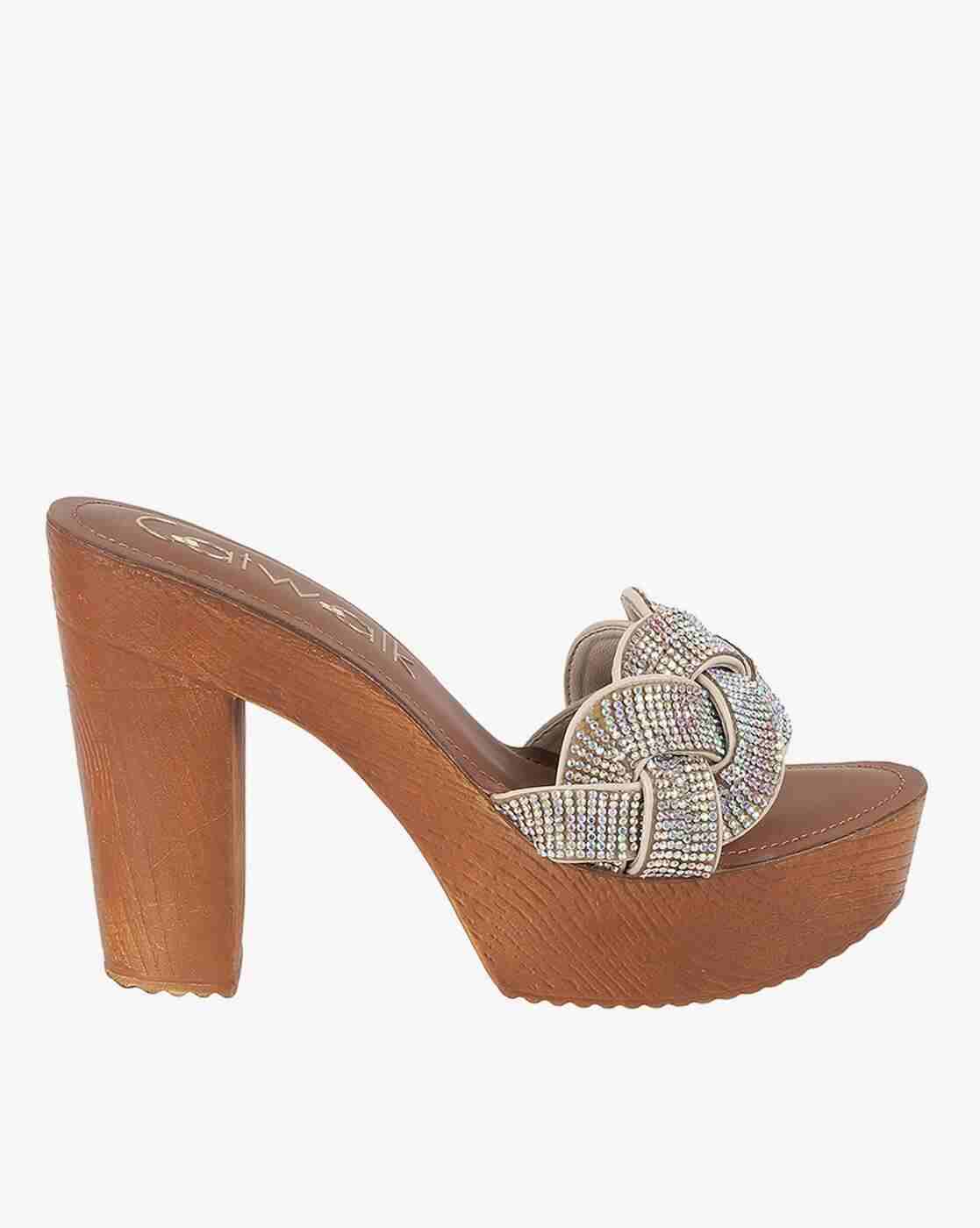 Women Embellished Chunky Heeled Sandals
